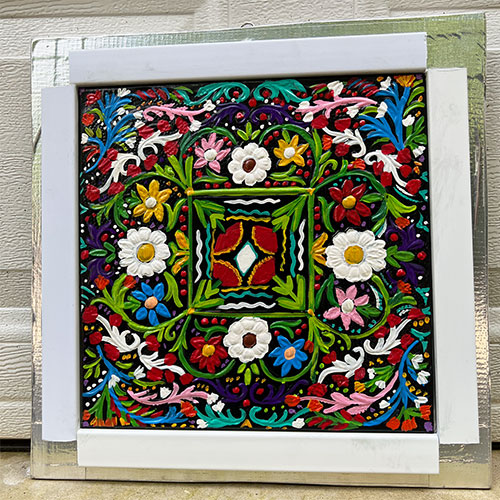 Ilona Fekete 16x16 Country Quilt Painted on Tin Ceiling Tile